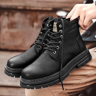 Mode Herrenschuhe Herren Leder Mode High Top Schuhe 2024 Neu Schnürschuhe für Herren Motocross Stiefel Klassische Herren Outdoor Stiefeletten