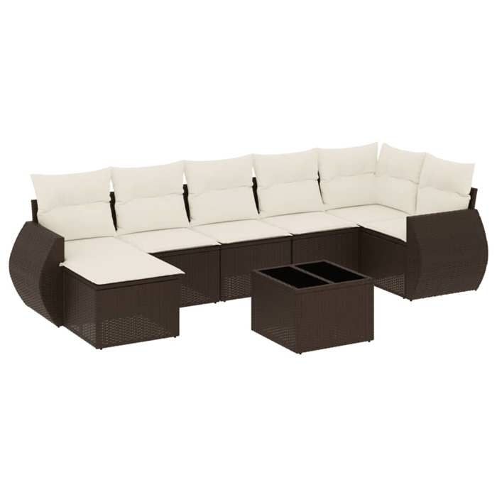 VidaXL Garden Lounge Set with Cushions 8 Pcs, Sofas with Backrest, Furniture Set, Patio Terrace Furniture, Brown 3221692