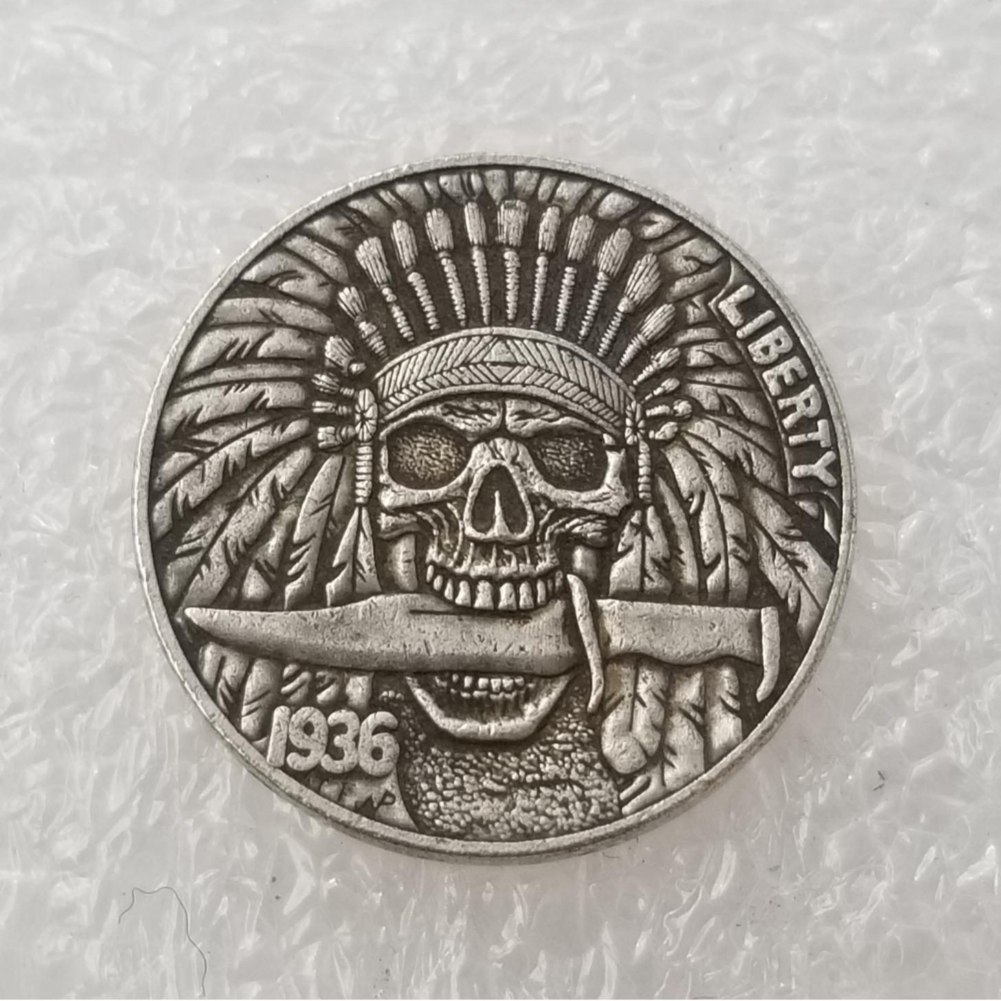 Antique 1936 Tramp Art American Coin Collection #808 59279170