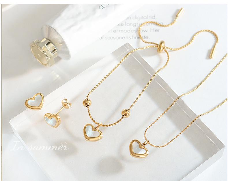 Süßes Herzschalen-Halsketten-Set im Stil - Zartes, von Feen inspiriertes dreiteiliges Schmuckset als Geschenk für das Qixi-Fest
