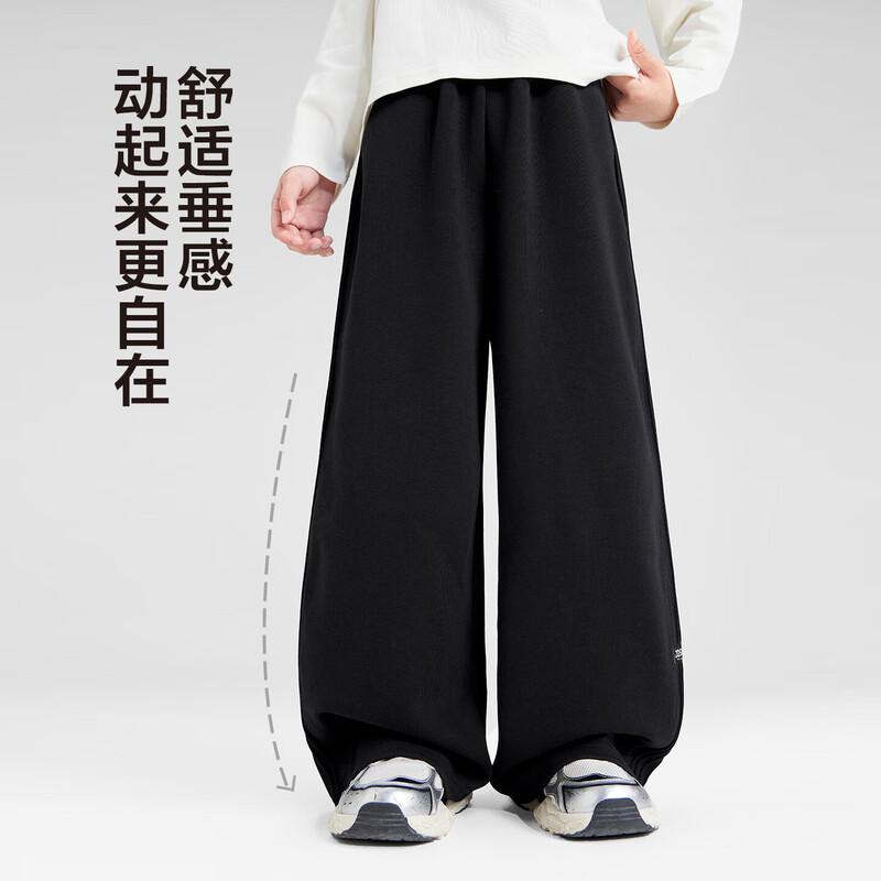 Boys  Pleated Woven Label Straight-Leg Sport Trousers 160