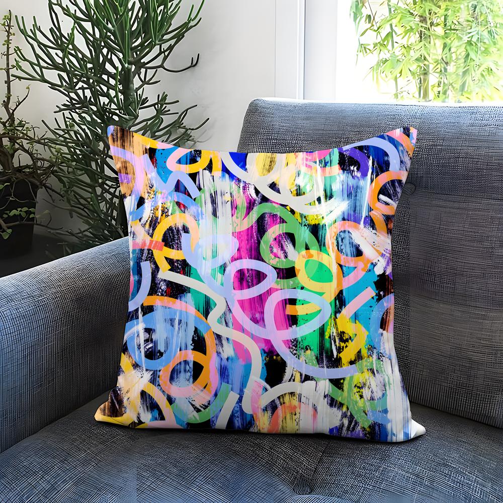 Artistic Background Patterns Cushion Cover Comfortable Reversible Pillow Cover Ideal for Car Sofa Bedroom Beyond