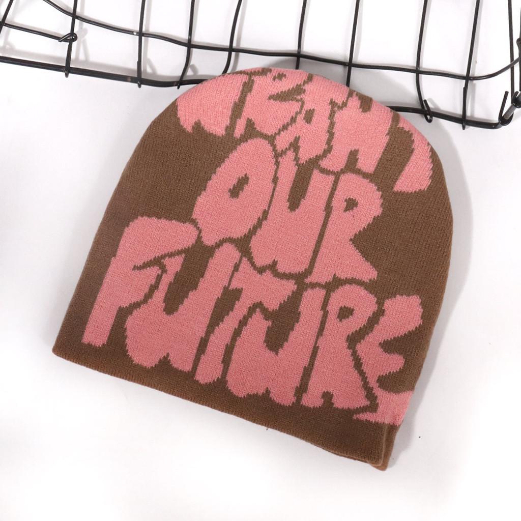 Buchstabenmuster Moderne Strickmütze Unisex Warme Mütze Für Draußen Straße Und Verwendung Lässig