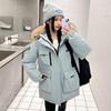 New Retro Thickened Fur Collar Cotton Jacket for Women Winter Workwear Cotton Jacket Pie Jacket