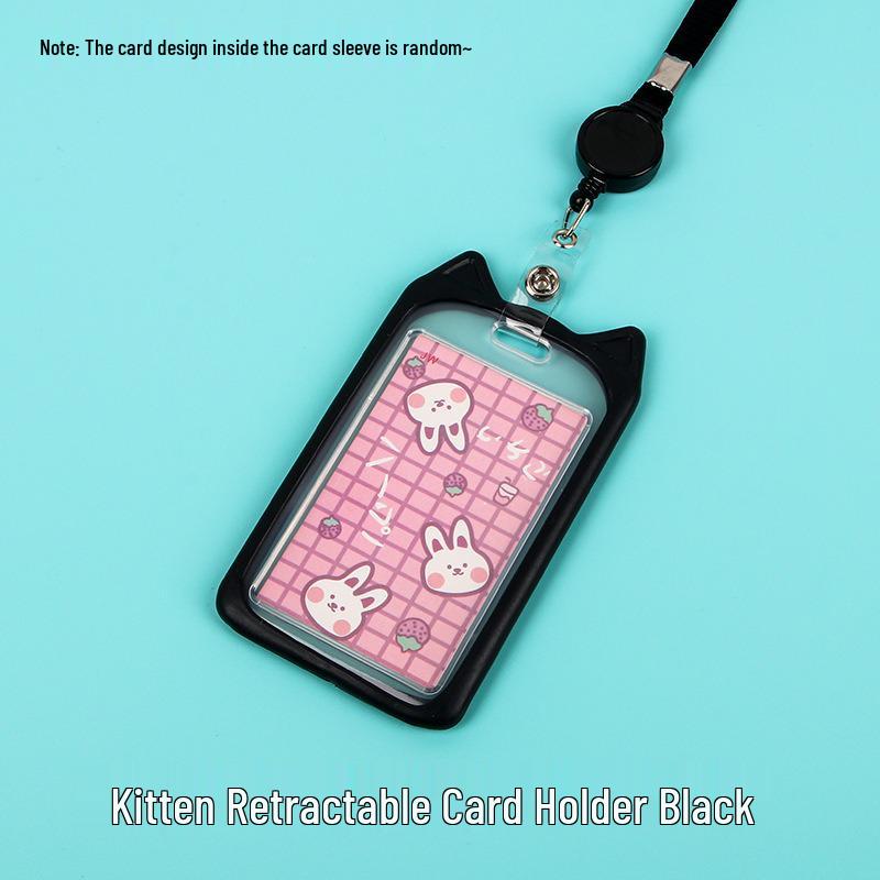 Creative Cartoon ID Card Holder with Lanyard - Cute, Transparent, and Waterproof for Students and Employees