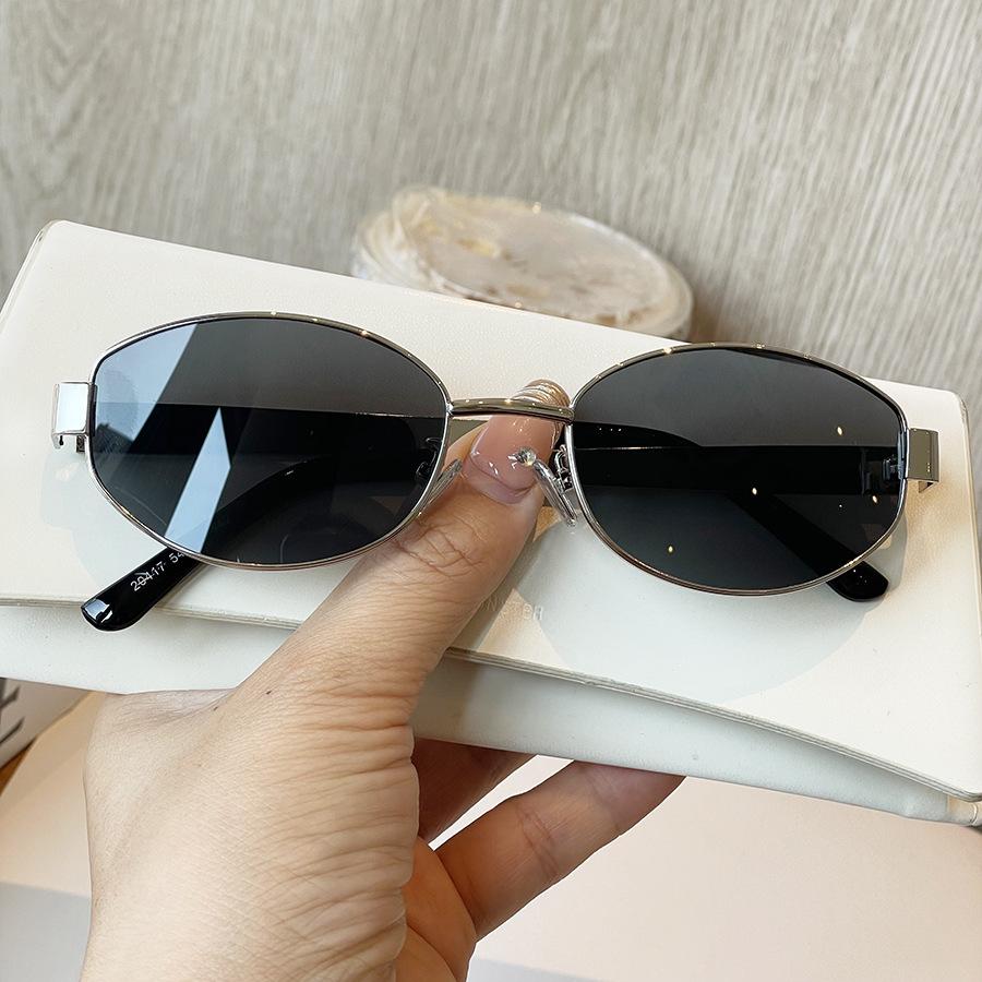 Old Money Stil Sonnenbrille Damen Foto Temperament Retro Oval Sonnenbrille Herren Hongkong Stil Metallrahmen Trend