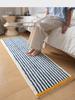 Thickened Anti-Slip Bedroom Rug: Flocked, Wear-Resistant, Water-Absorbent Foot Pad with Simple Striped Design