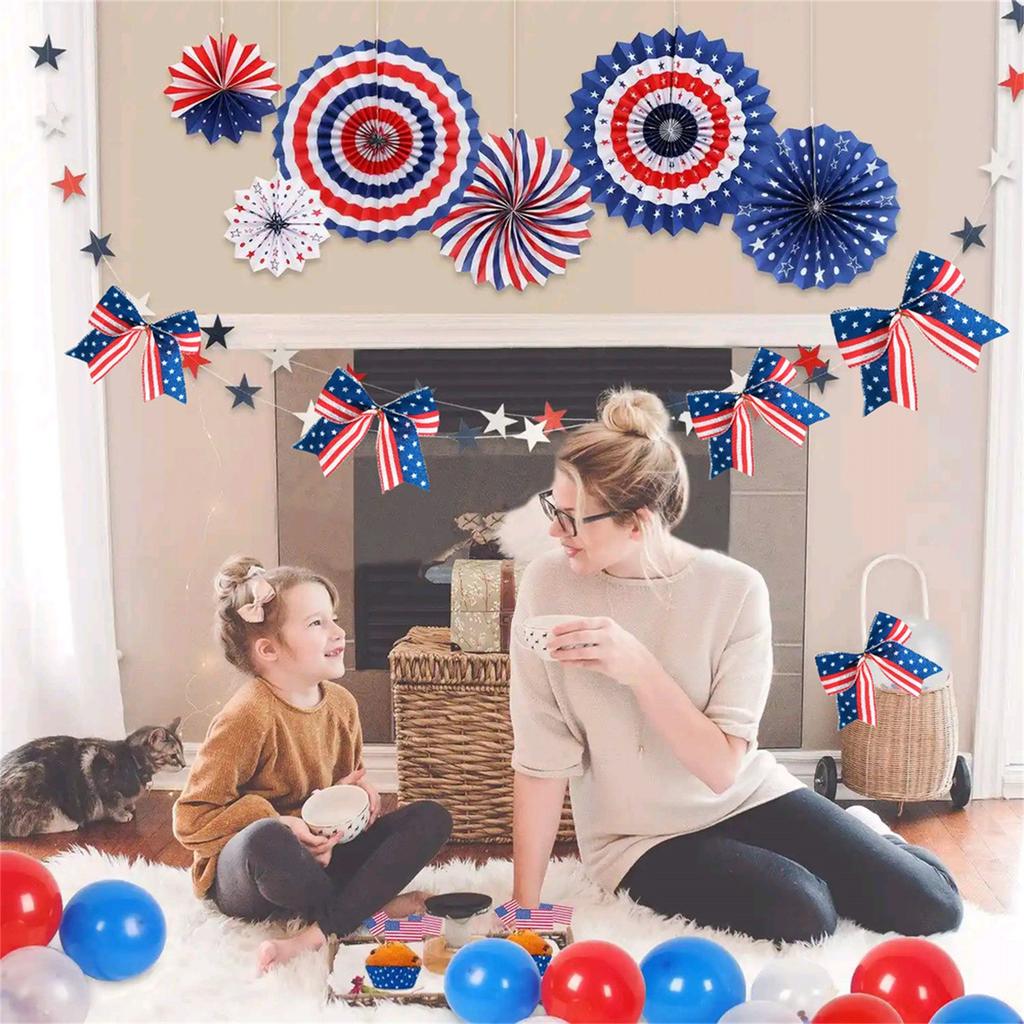 6 Sets Of 16CM Bows, Martyrs' Day Decorative Ribbons, Independence Day Streamers, Bows