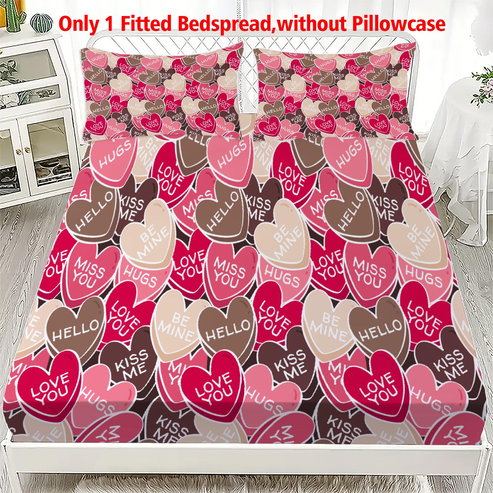 

1 Love Heart digital printed frosted Fitted Sheet,bedroom printed bed cover,bedding(No pillowcase) 100x200x25cm