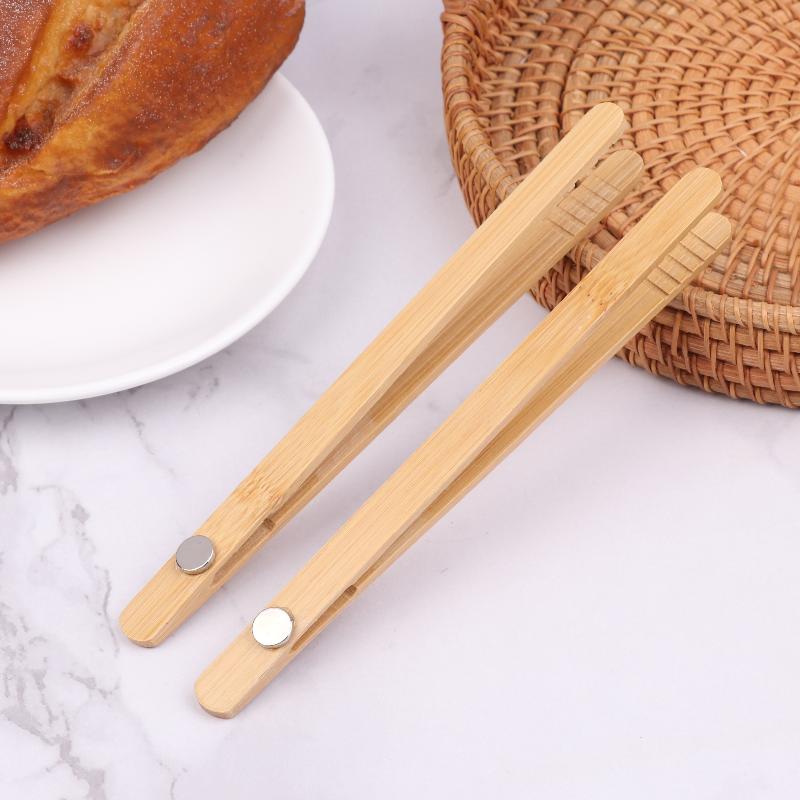 2Pcs Magnetic Bamboo Toast Tongs Wooden Tongs Durable And Stylish Kitchen Tool For Hot Bread, Fruits, Cheese
