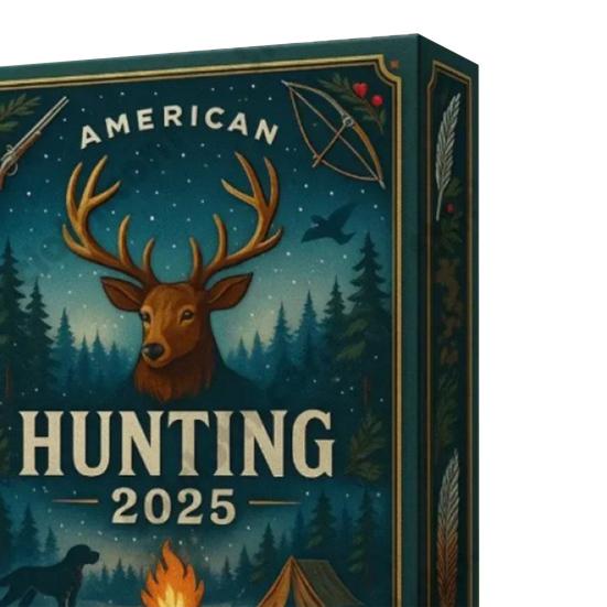 American Hunting Advent Calendar 2025 24 Days Christmas Countdown with 2D Hunting-Themed Surprises And Mini Survival Charms for Hunters Outdoorsmen