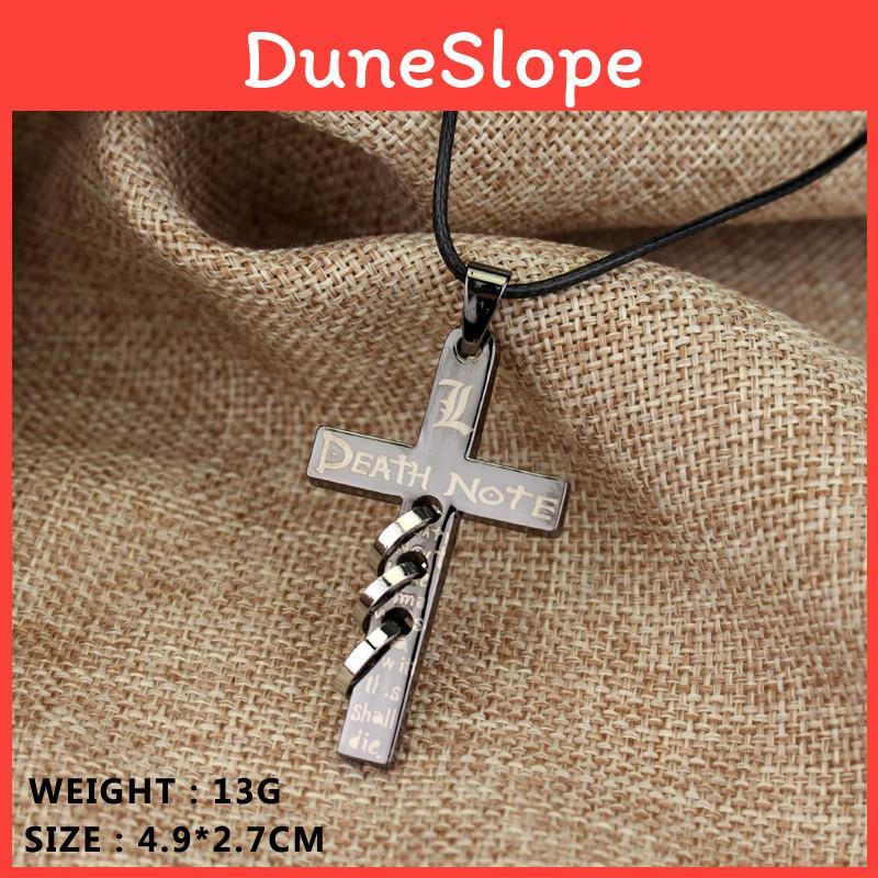 Death Note Anime Necklace With Cross Pendant On Leather Cord For Fans And Gift Giving