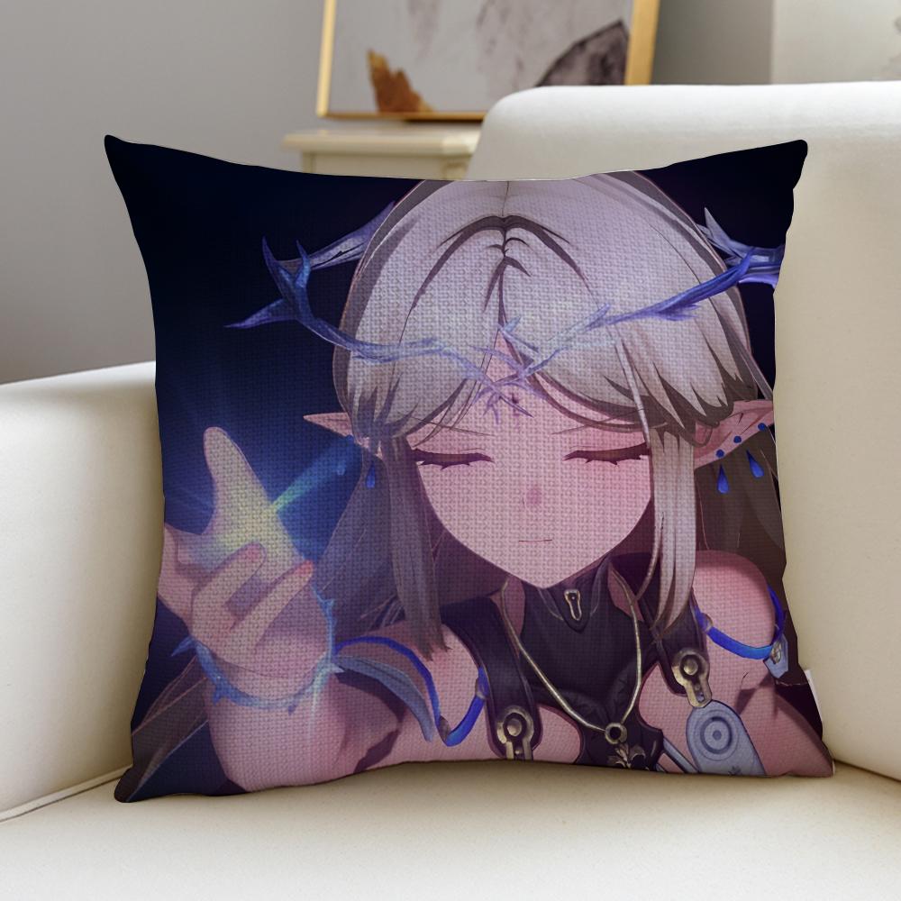 Mysterious WWuthering WavesS Cushion Cover Breathable and skinfriendly linen pillowcase square removable and washable cushion