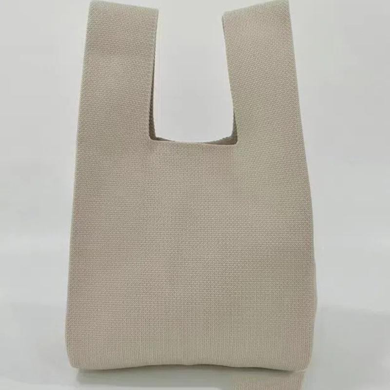 Women's Knot Wrist Bag Handmade Knitted Bag Portable Mini Striped Tote Bucket Phone Bags Large Capacity Autumn Winter Handbags