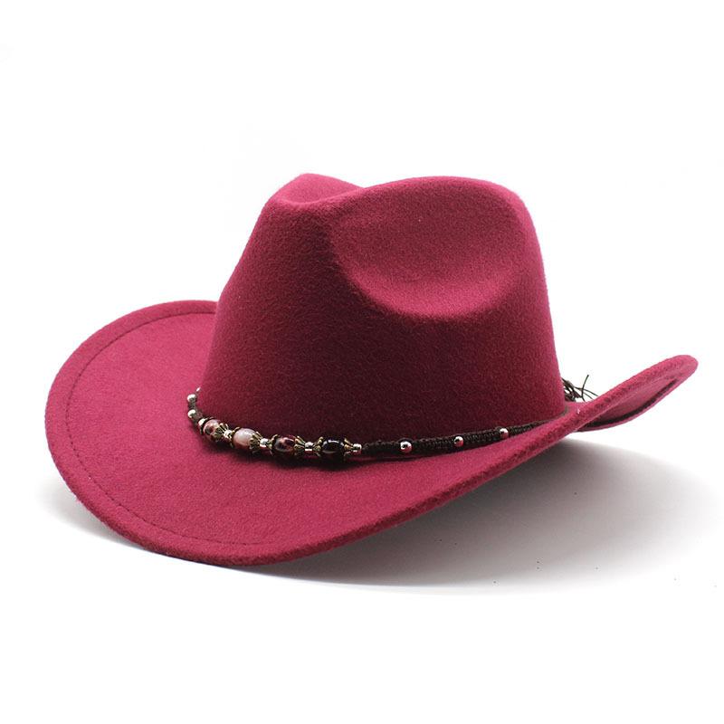 American Western Cowboy Hat Men'S Riding Hat Outdoor Travel Equestrian Hat Bent-Brimmed Wool Top Hat