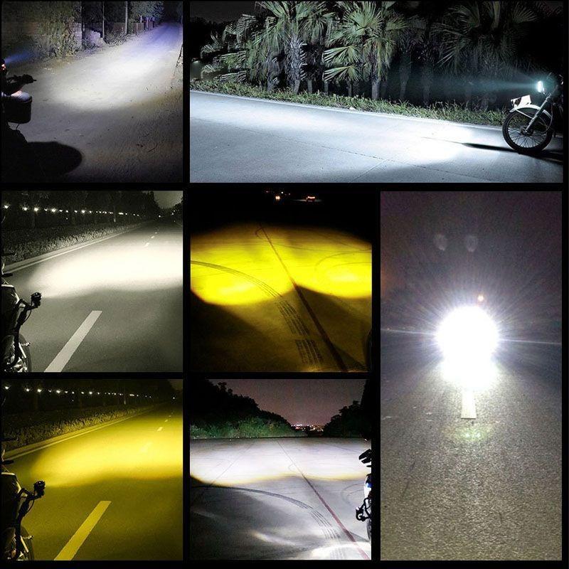 2Pcs 12W Motorcycle Spotlights  Waterproof Driving Lamp Dual Colour Fog Spot Light for Motorcycle Truck ATV