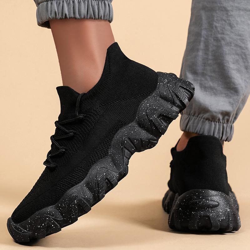 Schuhe Herren neue Freizeitschuhe Fliegenstrick atmungsaktiv Herrenschuhe dicksohlige stoßdämpfende Sportschuhe Schnürschuhe flache einzelne Schuhe