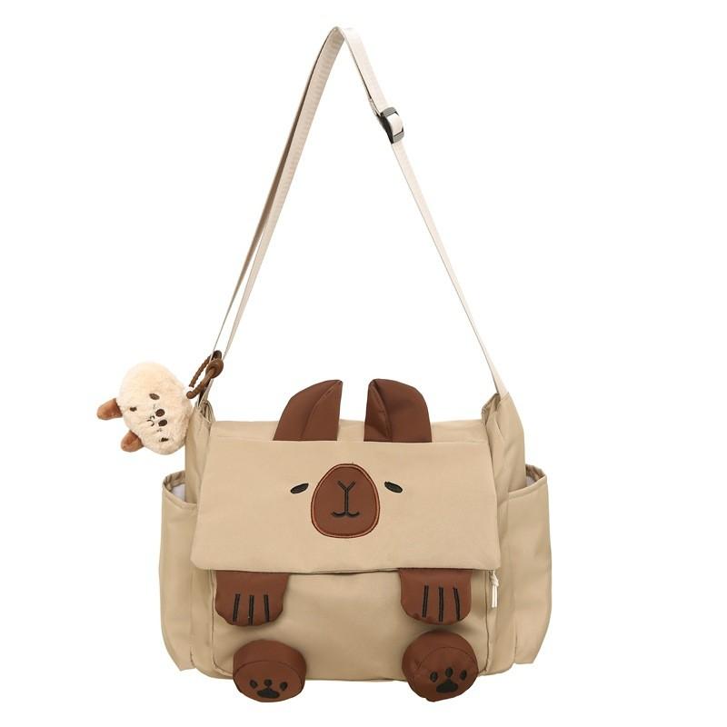Adorable Cartoon Shoulder Bag For College Students Featuring Cute Capybara Design