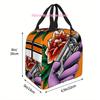 1pc Tattoo Art Thermal Insulated Bag with Rose & Needle Design - Vibrant Orange, Black & White, Reusable & Portable for Home, Of