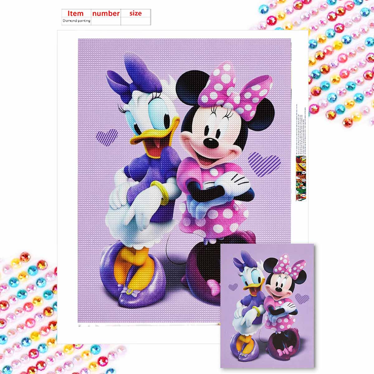 

5D Алмазная Живопись Сделай Сам Ромашка и Минни Полная Выкладка Стразы Мозаика Вышивка Изделия Ручной Работы Домашний Декор Подарок Round 20x30cm