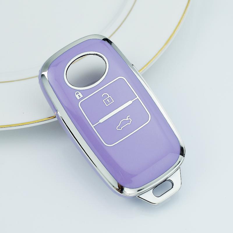 

3 кнопки ТПУ дистанционный брелок для ключей автомобиля для Toyota Yaris Ativ Raize Veloz Avanza Rush Rush Daihatsu чехол-держатель протектор Silver Edge Key Case фиолетовый