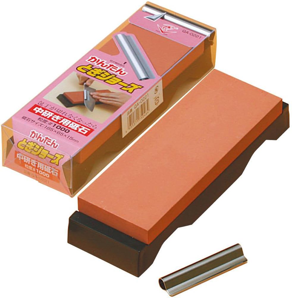 Naniwa Kensetsu Kogyo Ebi Brand Square Whetstone with Sharpening Easy Sharpening Jaws Aid, #1000, QA-0221