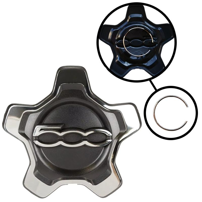 1/2/4 Pezzi Copricerchio Argento da 16 pollici con Anello per Cerchi Fiat 500x Set Tappi Centrali Mozzo Tappo Coprimozzo Ruota Sostituzione 735626312