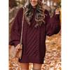 Women's Sweater Dress, Women's Long Sleeve Crew Neck Textured Knitted Dresss