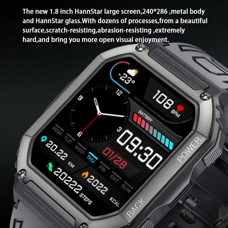 KR06 Smartwatch: Bluetooth Calls, Music, Heart Rate & Blood Pressure Monitoring, Outdoor Sports, IP67 Waterproof.