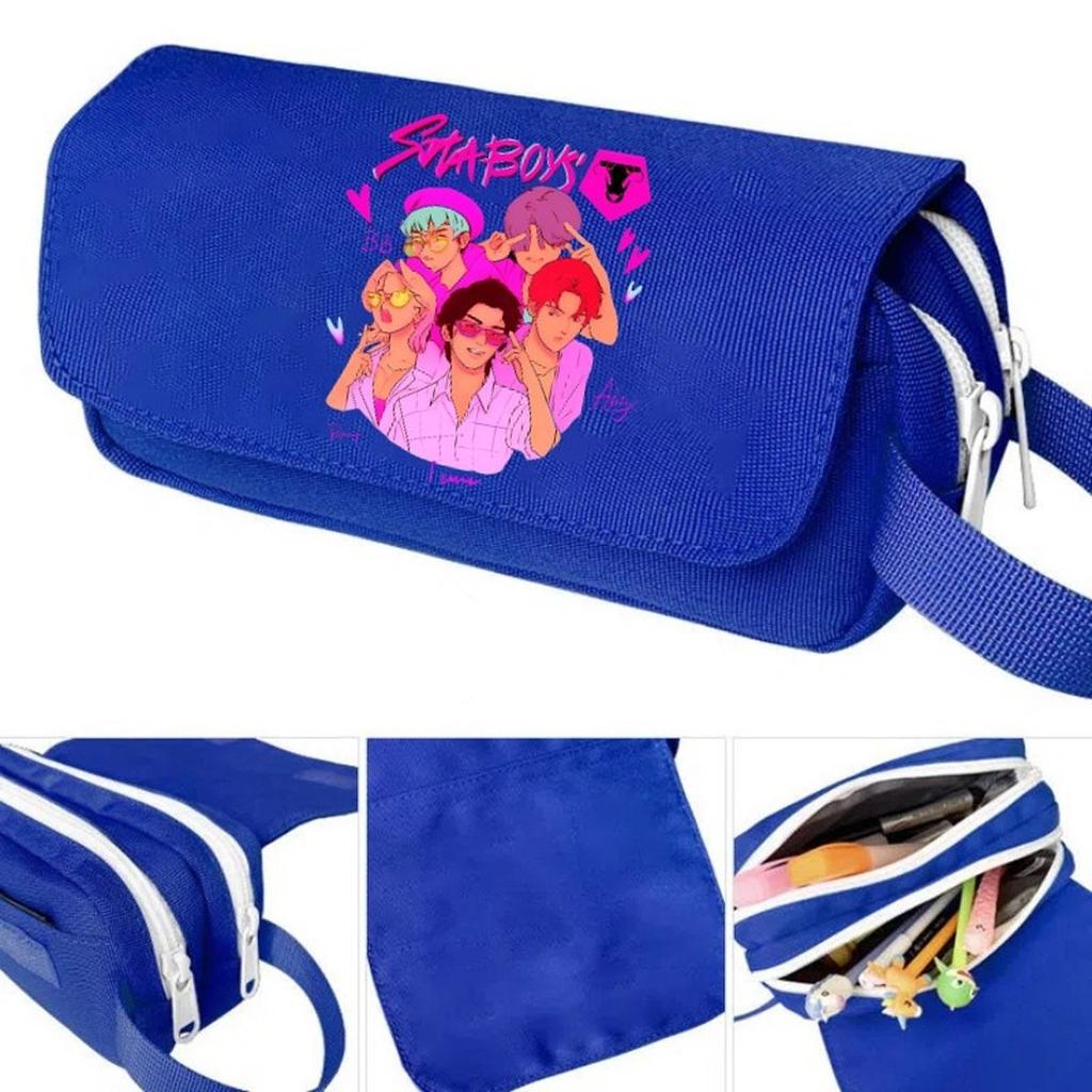 Witch Hunters Cartoon Print Large Capacity Double-Layer Portable Pencil Bag For Primary And Secondary School Students