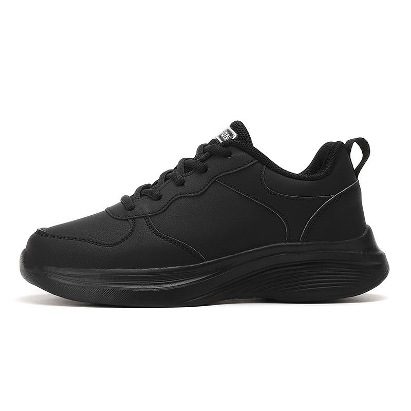 Leather waterproof shoes, black soft-soled casual sports shoes, sports lightweight, comfortable and non-slip shoes, spring and autumn
