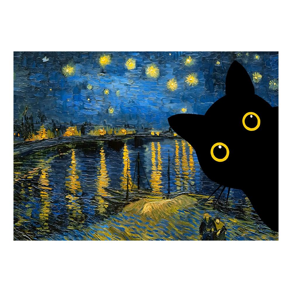 Van Gogh Black Cat Sunflowers Funny Art Matisse Monet Canvas Painting Posters And Prints Wall Pictures For Living Room Decor