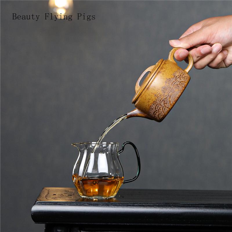 Chinese high-end purple clay teapot, high-temperature section, clay colored firing, large diameter tea ceremony teapot