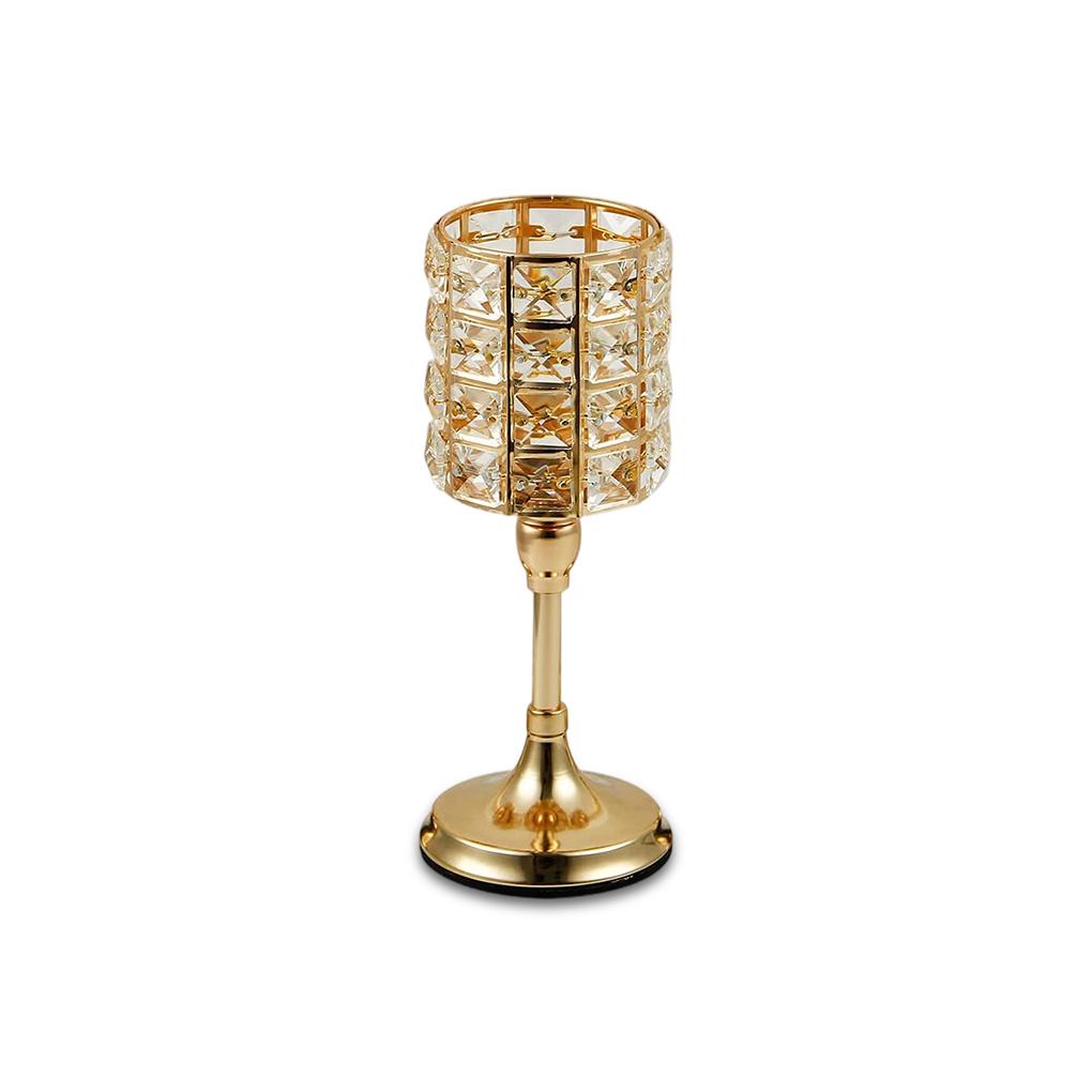 YY.Home Crystal Candle Holder Table Centerpiece Gold Wedding Party Candlestick Home Tabletop Stand Gift Decoration