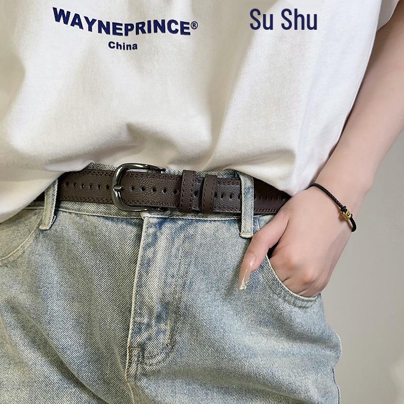 Women's Brown No-Punching Belt: Stylish and Versatile 2023 Jeans Accessory