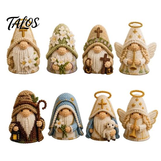 Talos 3D Gnome Bead Craft Kit, Beaded Nativity DIY Faith Religious Art Project with Tools And Instructions for Christians Adults