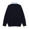 V-neck Knit Cardigan Preppy Vintage Colorblock Fake 2-piece Long Sleeve Casual Outerwear Teens