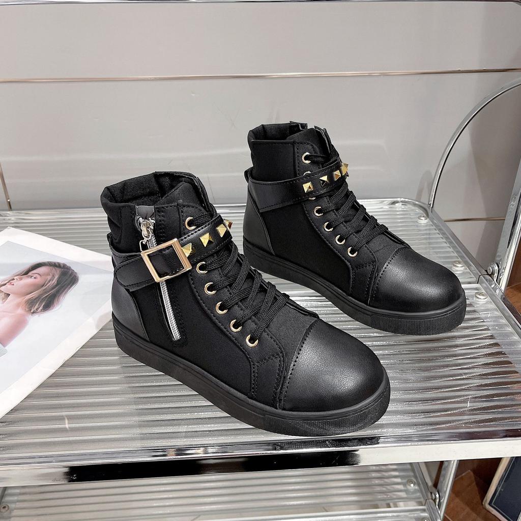 Foreign trade autumn and winter new canvas shoes women's foreign casual shoes lightweight high-top spring women's shoes white shoes zipper shoes