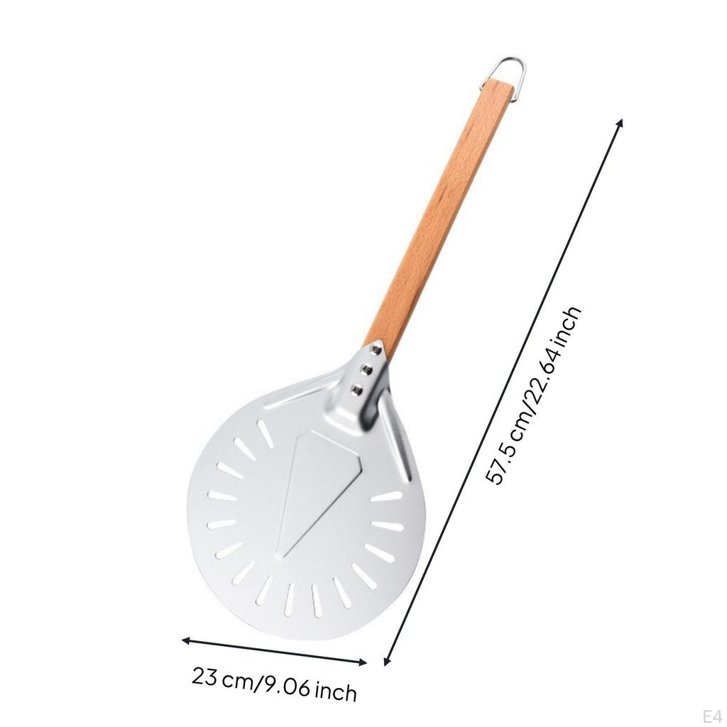 Perforated Pizza Peel Lightweight with Hanging Loop for Home Cooks L Blk Handle