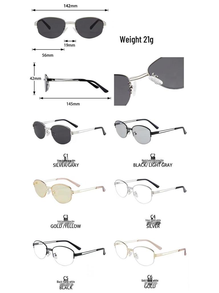 High-End Oval Gold Wire Eyeglass Frames for Women - Stylish Prescription-Ready