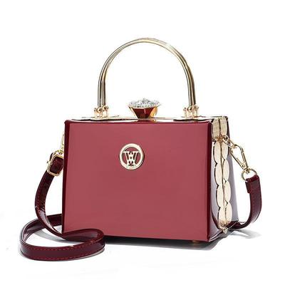 2024 New Steel Clip Women's Bag with Diamond Bright Leather Handbag High Quality Women's Shoulder Bag Women's Square Banquet Bag