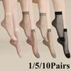 1/5/10 Pairs Women's Socks Breathable Sheer Stockings Casual Ankle Socks for Spring and Summer