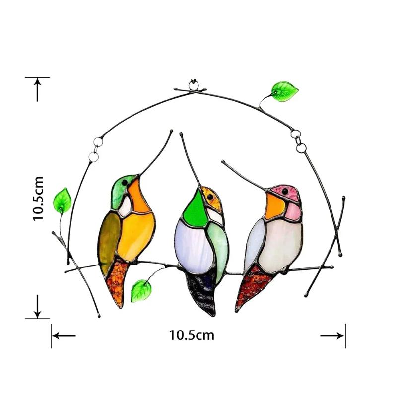 Cardinal Birds Stained Window Panel Hangings Birds Hanging On A Wire On Branch Room Decoration Accessories For Mother’s Day Gift