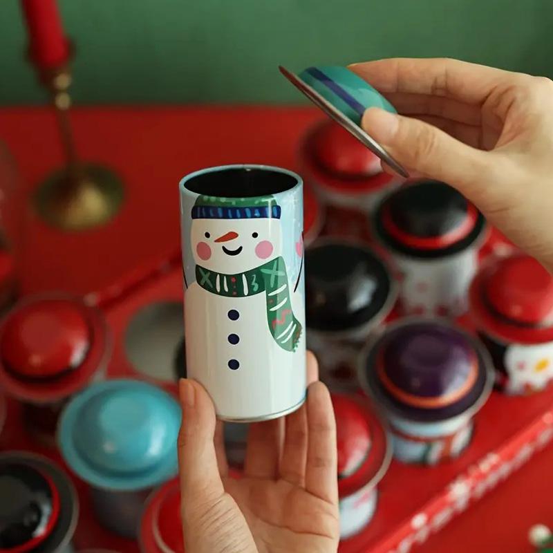 1pc Creative Christmas Candy Storage Box Tin Metal Sealed Jar Packing Box Tinplate Cookie Candy Storage Christmas Party Supplies