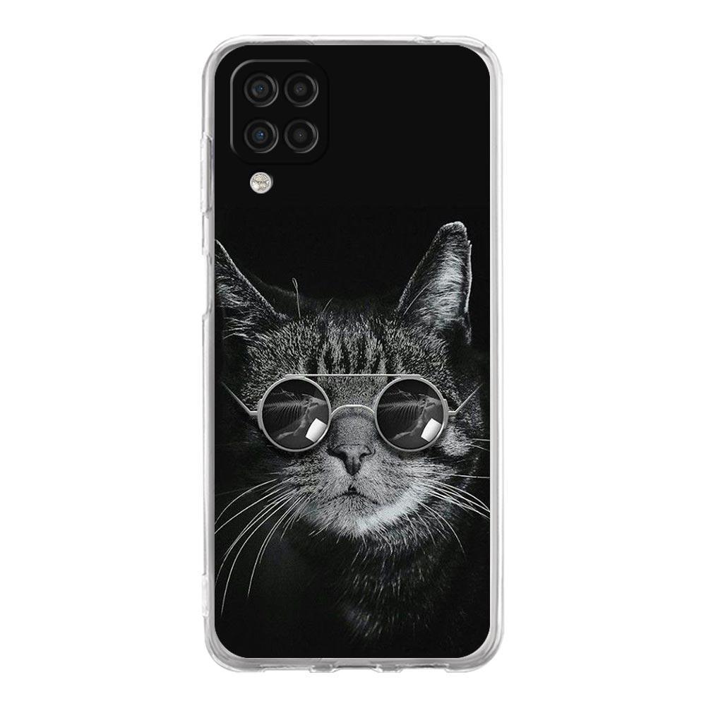 Case For Samsung Galaxy A13 A23 A33 A53 A73 5G A51 A71 A21S A12 A11 A31 A41 A03s A52 A32 A22 Clear Cover Black Cat Staring Eye