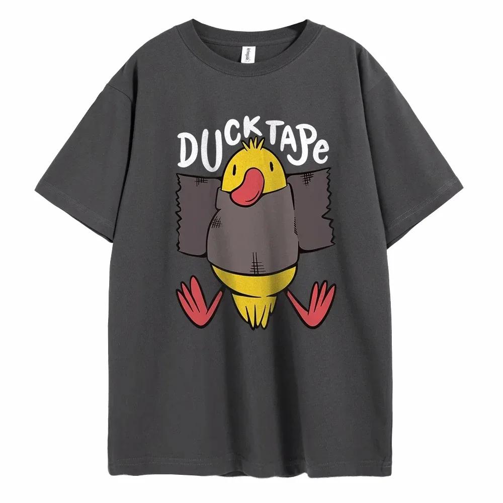 Duck Tape Printing Man T-Shirt Collar Short Sleeve Cotton Men's  Clothing for Summer Casual T Shirt Fashion Trend T-Shirt