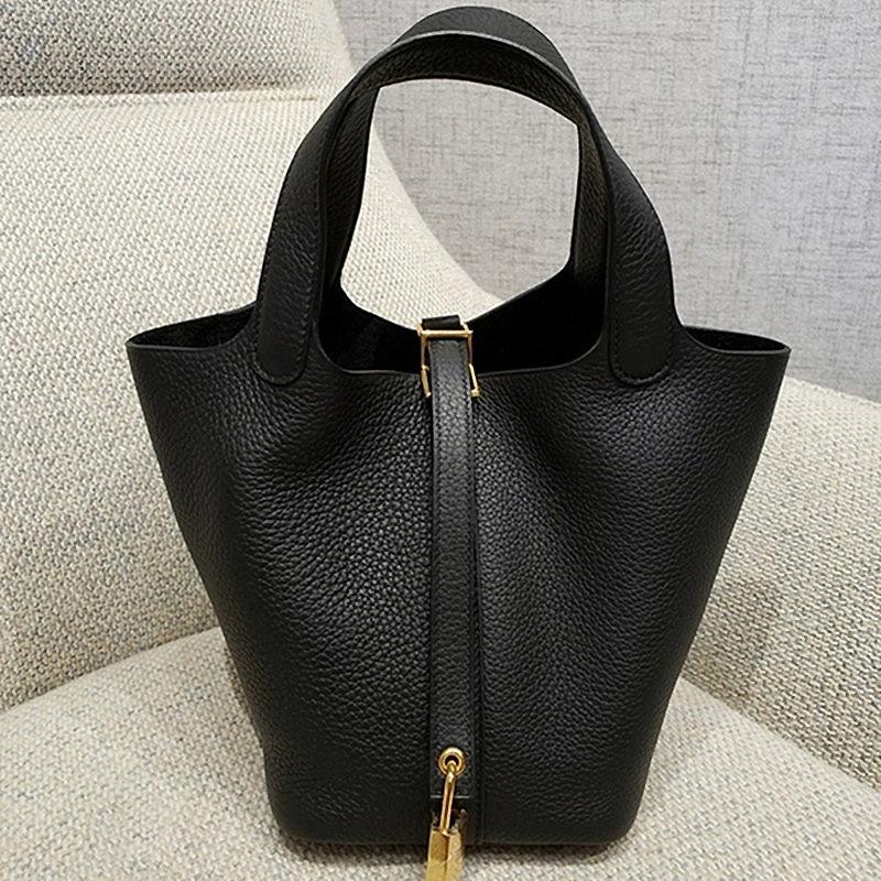 Top Layer Cowhide Tote Bag Genuine Leather Womens Bag High-end Soft Grandma Bag Large Capacity Handheld Cosmetic Bag Casual