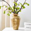 Vintage Golden Pottery Jar Classical Vase Plant Pots Table Decoration Flower Arrangement Floral Vases Room Aesthetic Decor