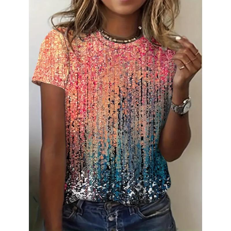 

Сладкая цветочная футболка с 3D-принтом, с круглым вырезом и короткими рукавами, летняя женская футболка 6XL