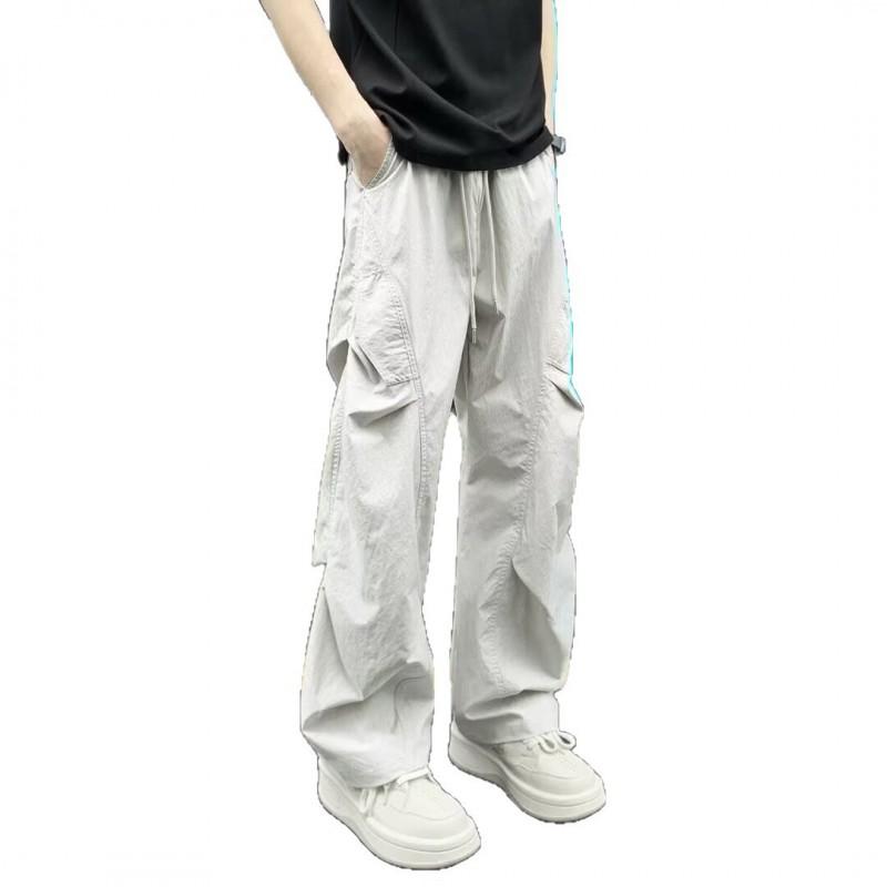 Mens Cargo Pants Loose Straight Leg High Street Vintage Work Trousers Multi-Pocket Casual